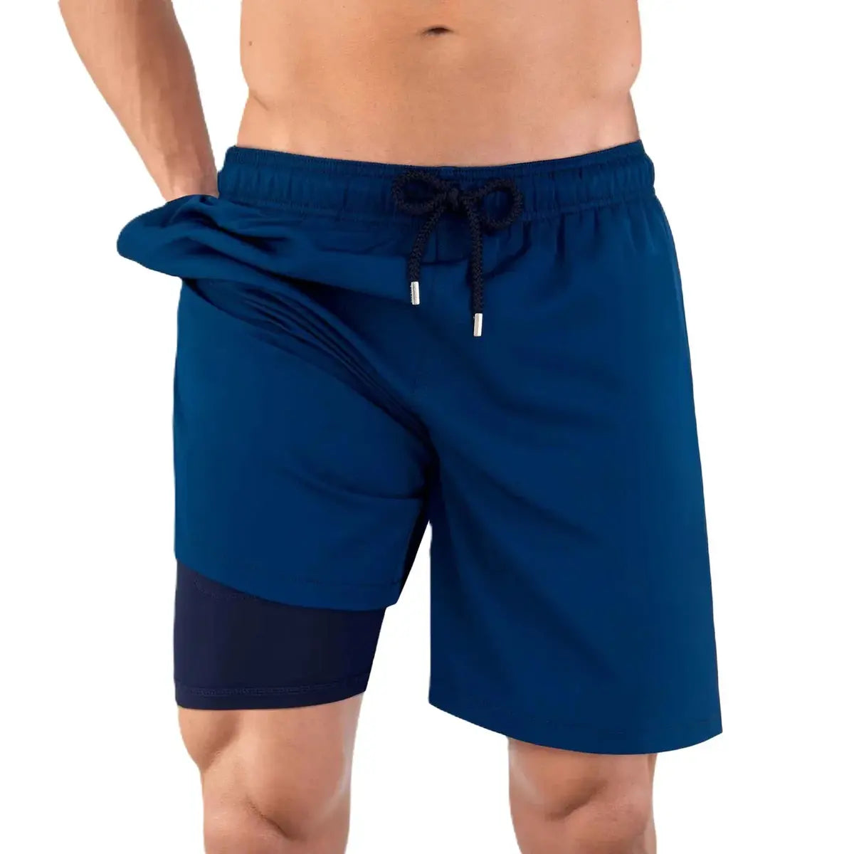 Men’s Premium Compression-Lined Hybrid Shorts – Blue Sapphire