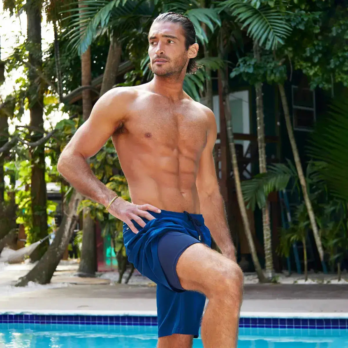 Men’s Premium Compression-Lined Hybrid Shorts – Blue Sapphire