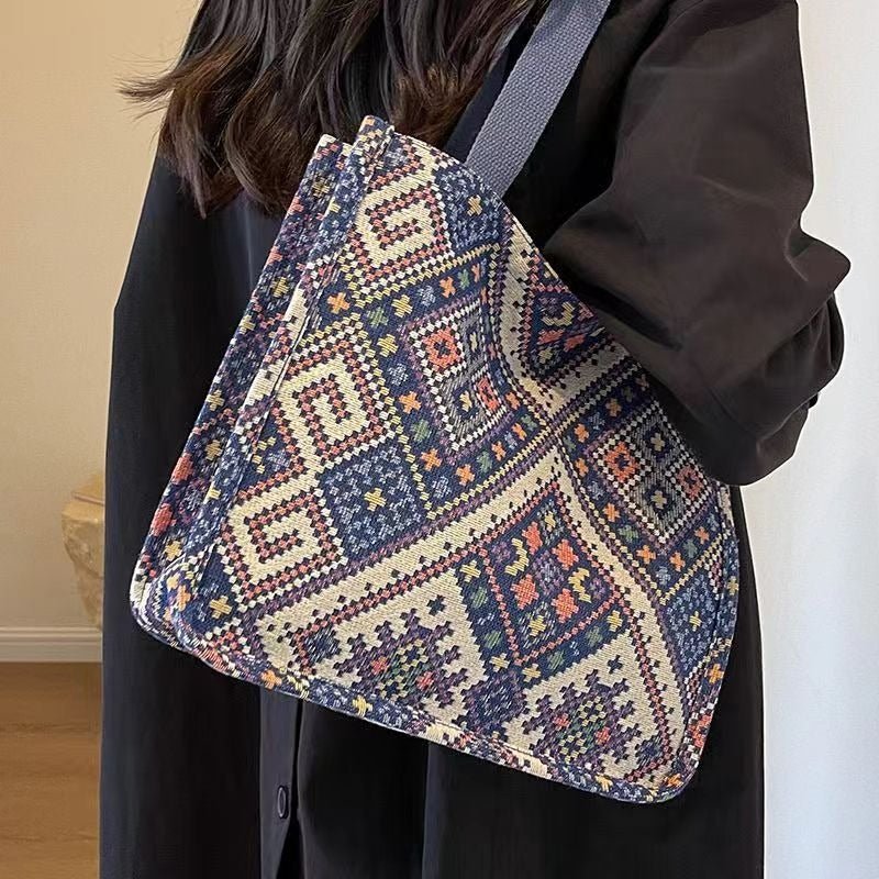Boho Chic Canvas Tote - Spacious Convertible Bag for Campus & Commute (MAC261)