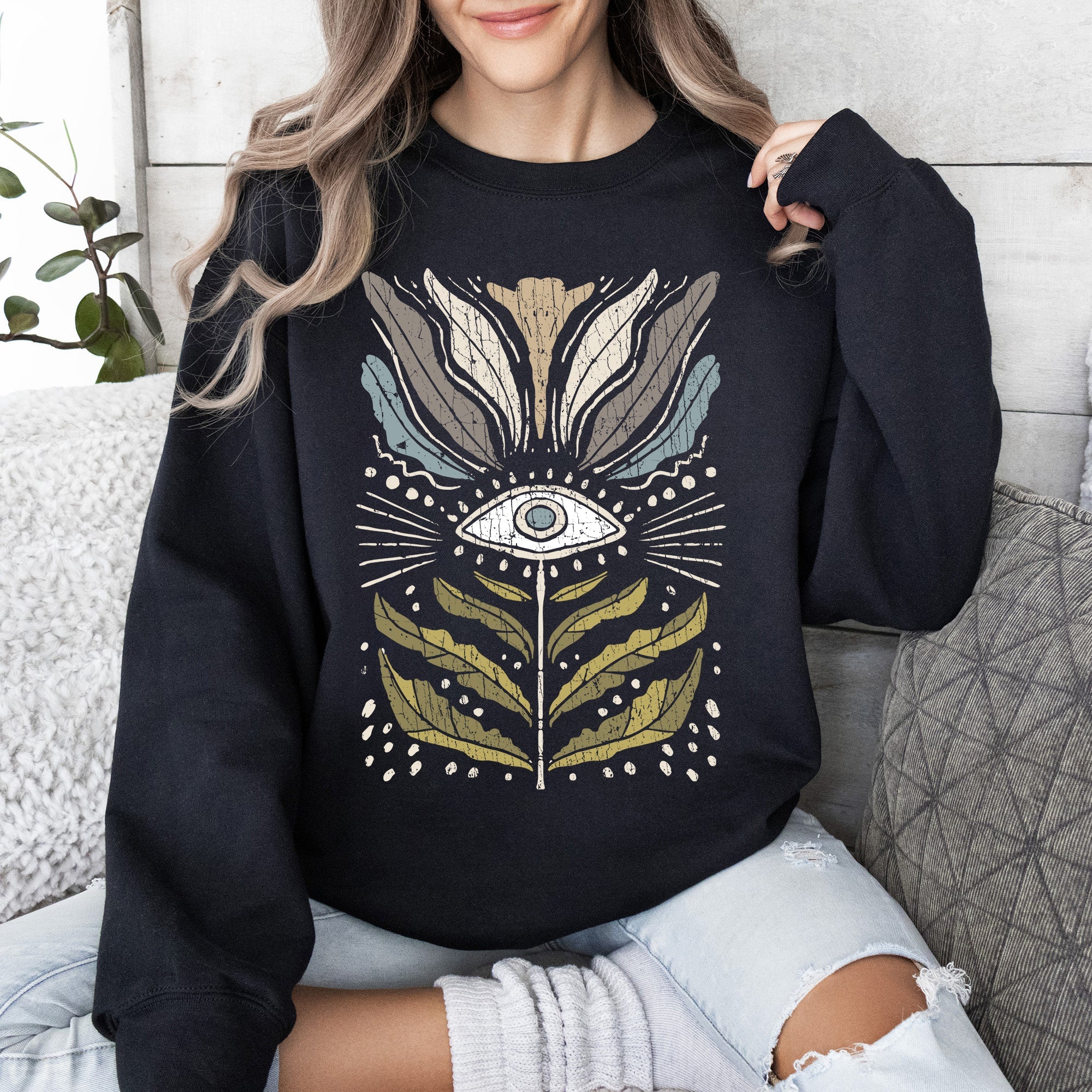 Mystical Floral Vintage Cozy Garden Print Ethereal Botanical Artwork Collection Sweatshirt