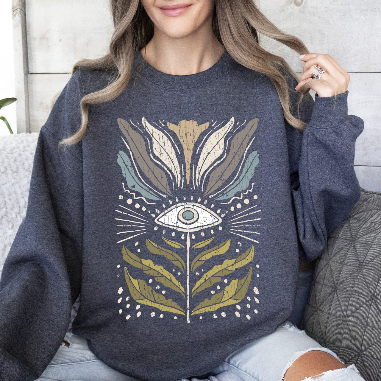 Mystical Floral Vintage Cozy Garden Print Ethereal Botanical Artwork Collection Sweatshirt