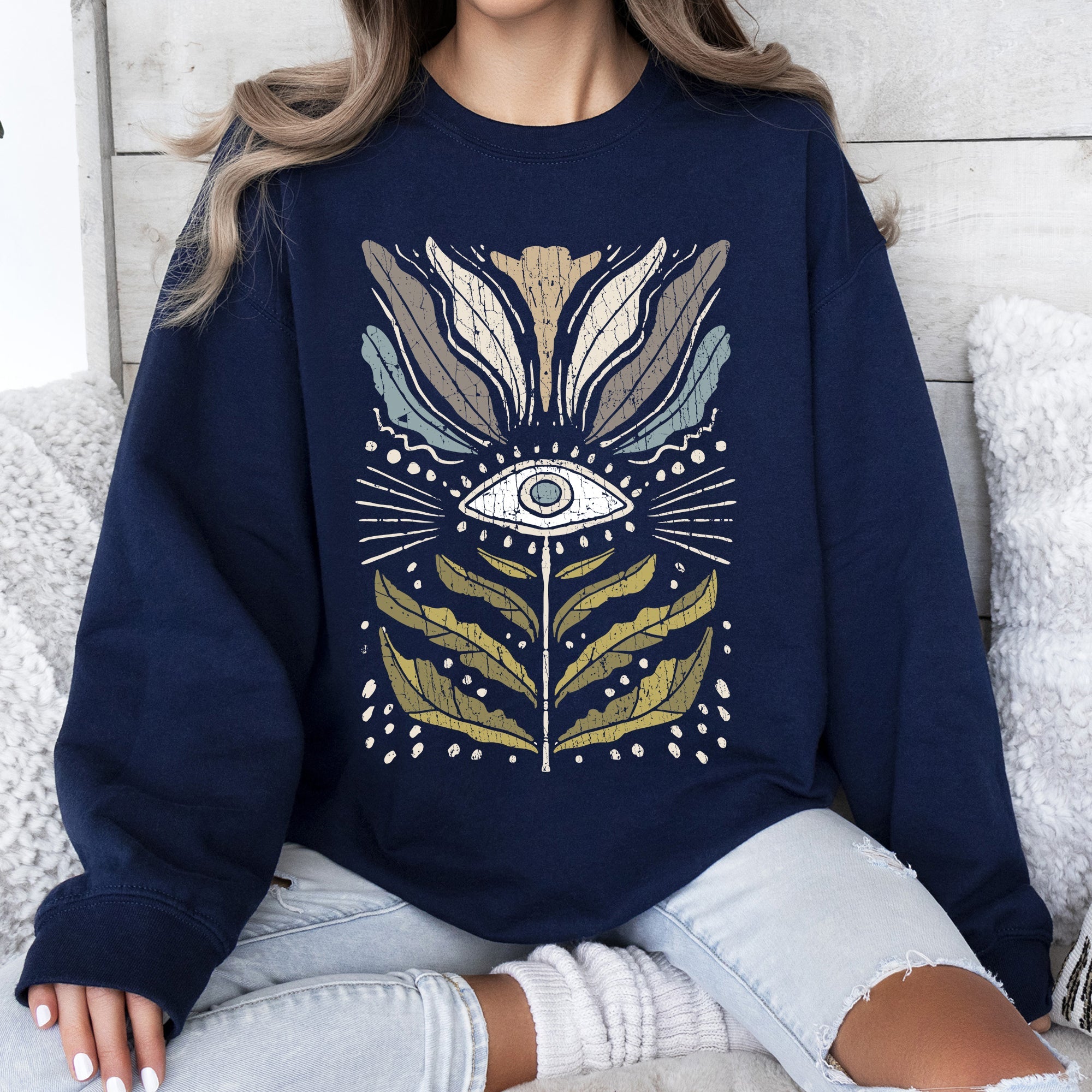 Mystical Floral Vintage Cozy Garden Print Ethereal Botanical Artwork Collection Sweatshirt