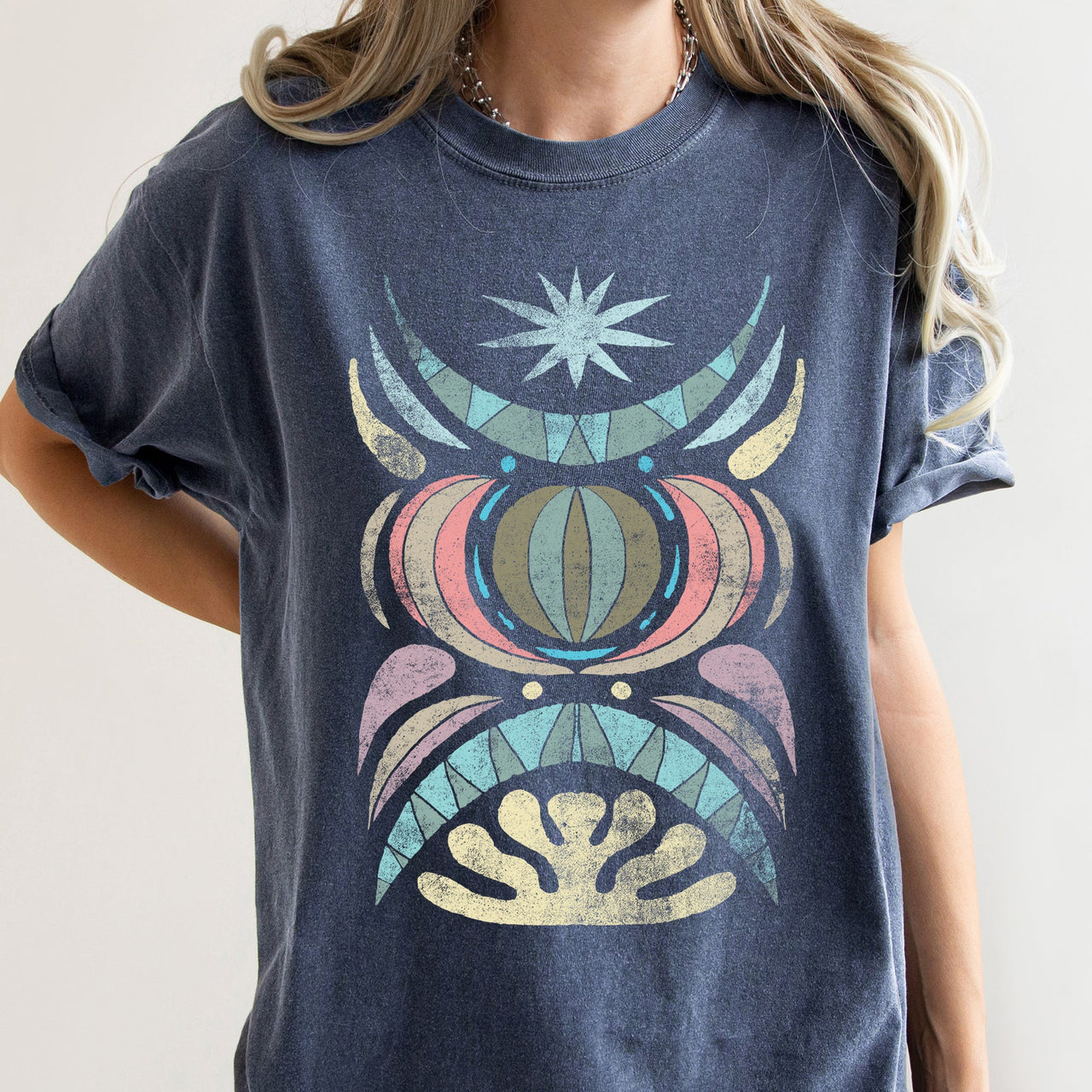 Boho Folk Art Celestial Star Comfort Colors Tee Soft Cotton Everyday Casual Wear
