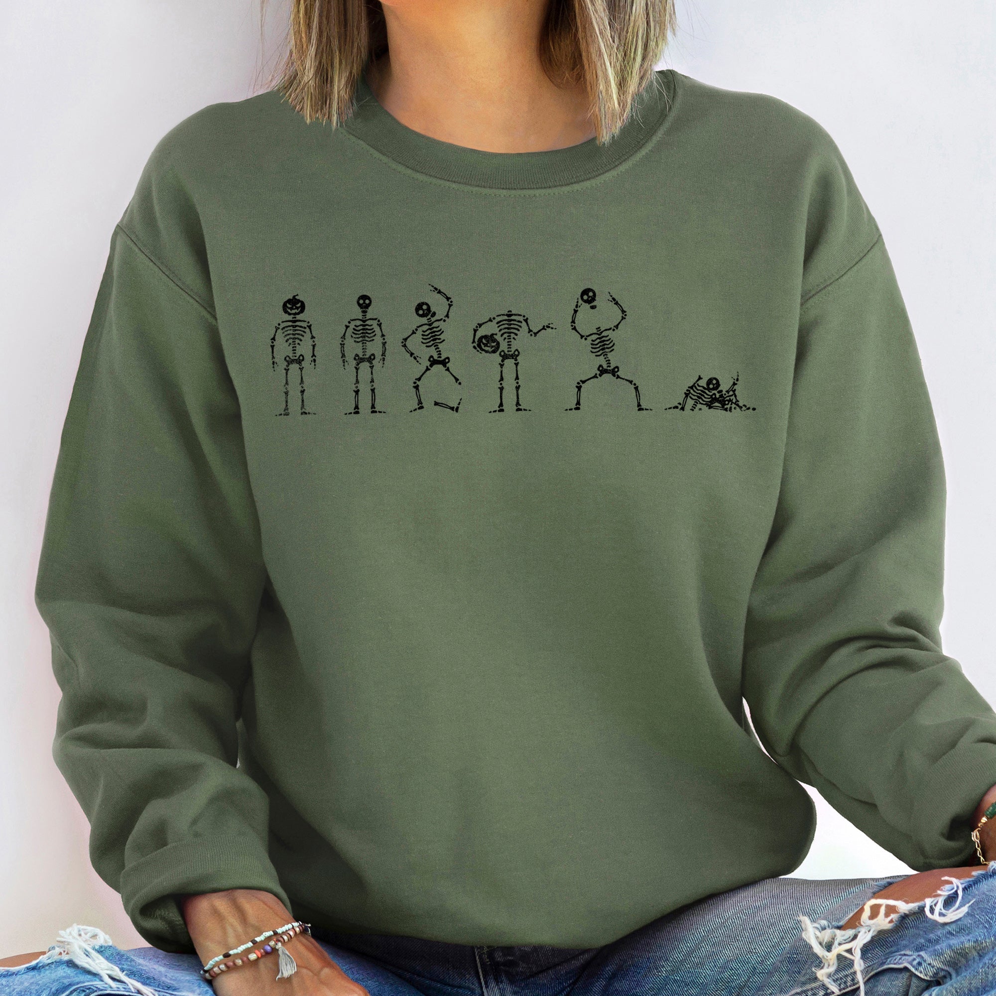 Skeleton Dance Halloween Themed Night Parade Illustration Graphic Artwork Sweatshirt