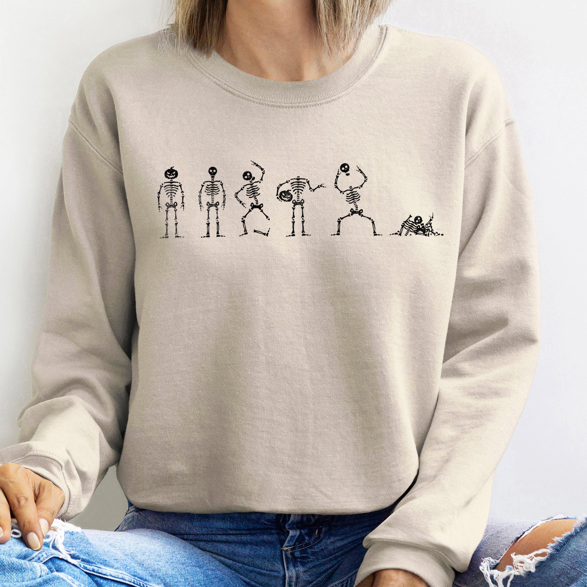 Skeleton Dance Halloween Themed Night Parade Illustration Graphic Artwork Sweatshirt
