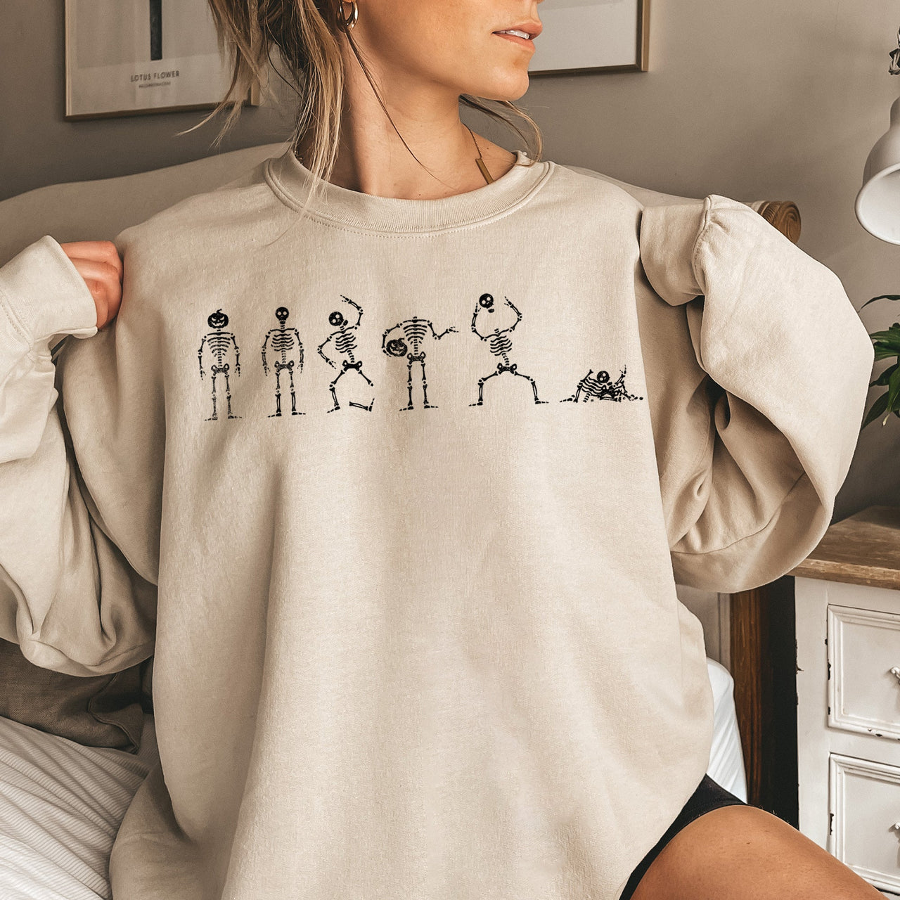 Skeleton Dance Halloween Themed Night Parade Illustration Graphic Artwork Sweatshirt