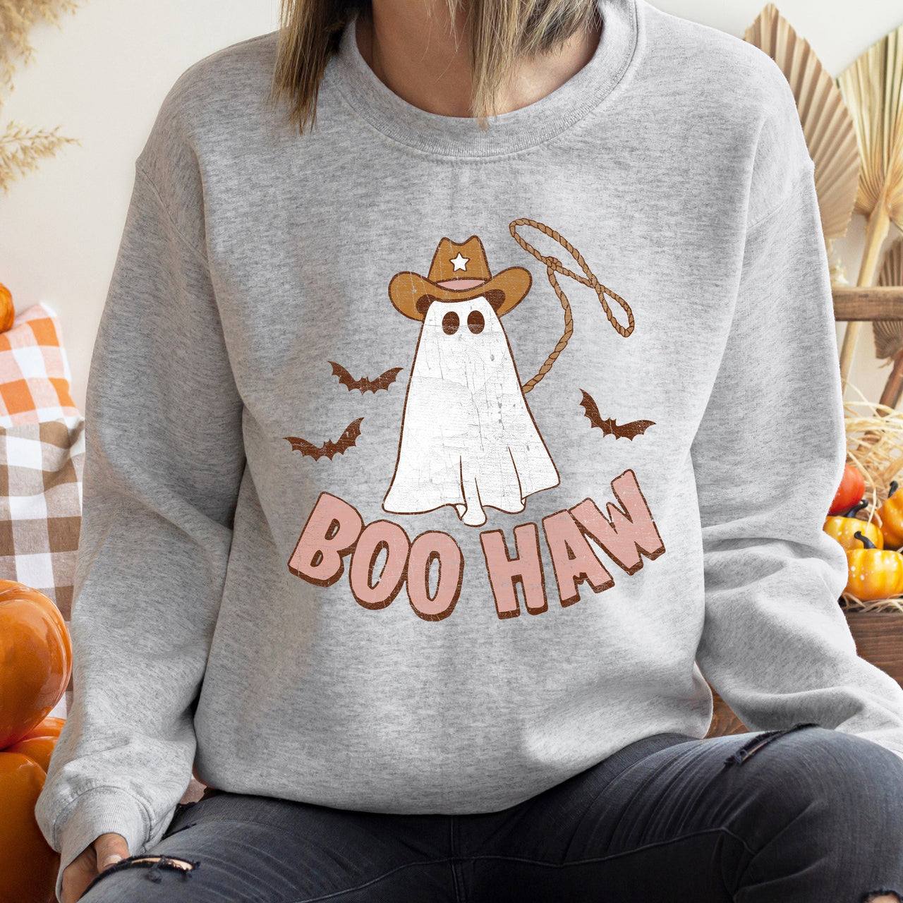 Boo Haw Cowboy Halloween Spooky Western Boot Scootin Boo Haw Edition Graphic Sweatshirt