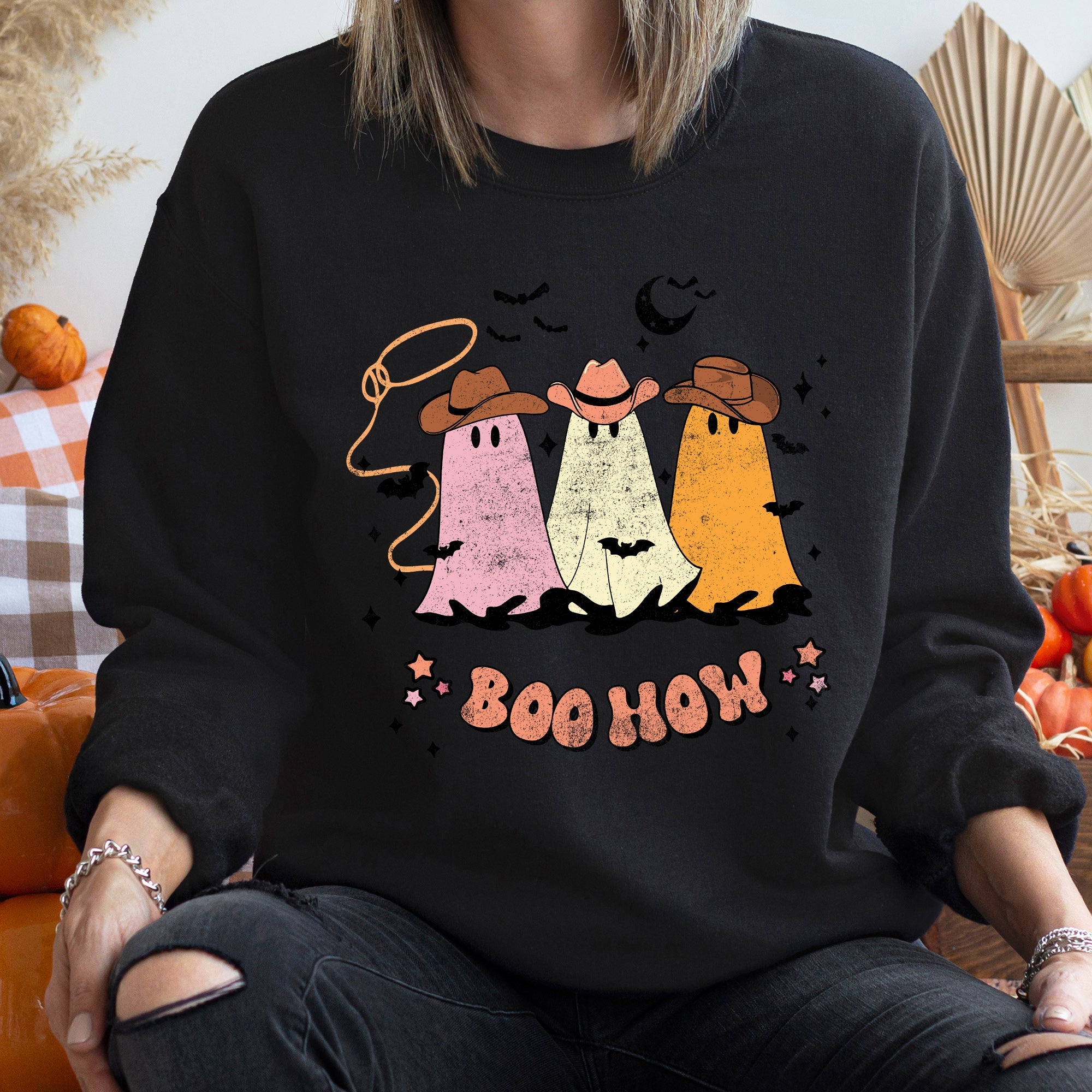 Boo How Ghosts Halloween Spooktacular Cozy Night In Edition Ultra Premium Sweatshirt
