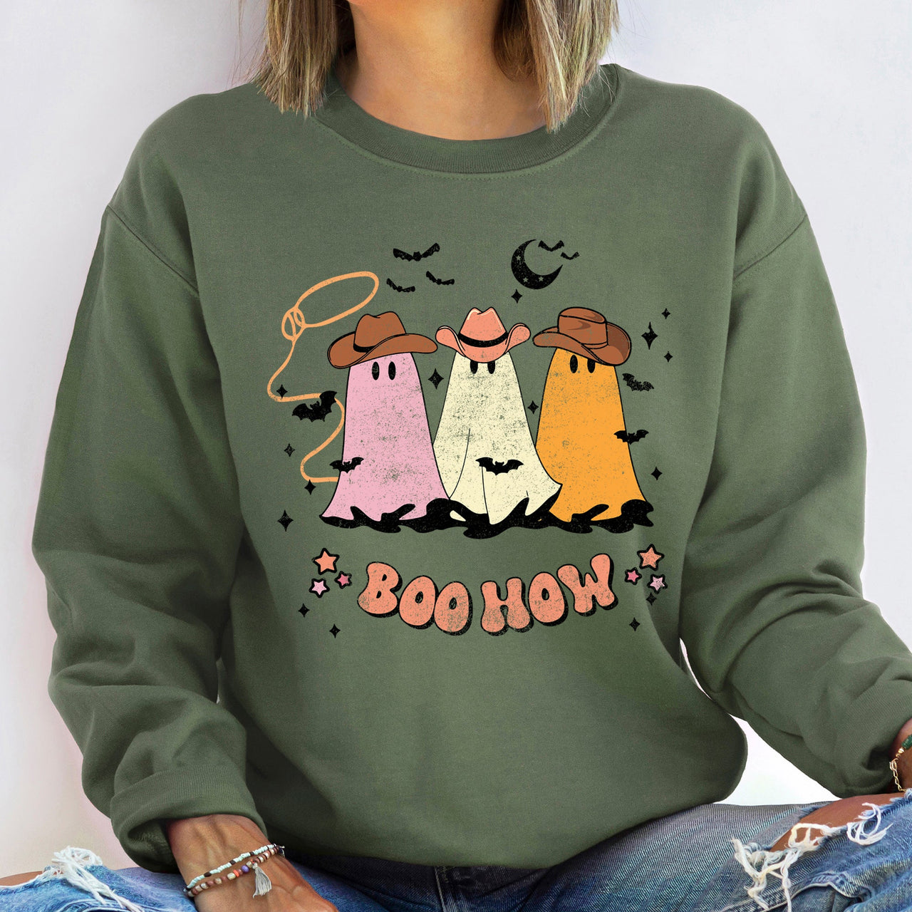 Boo How Ghosts Halloween Spooktacular Cozy Night In Edition Ultra Premium Sweatshirt