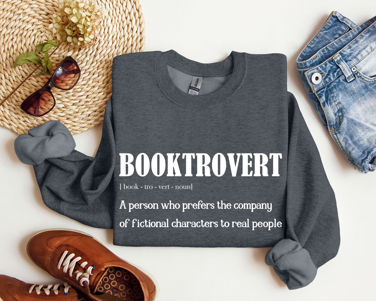 Booktrovert Cozy Reading Lover College Bookworm Study Buddy All Day Casual Sweatshirt