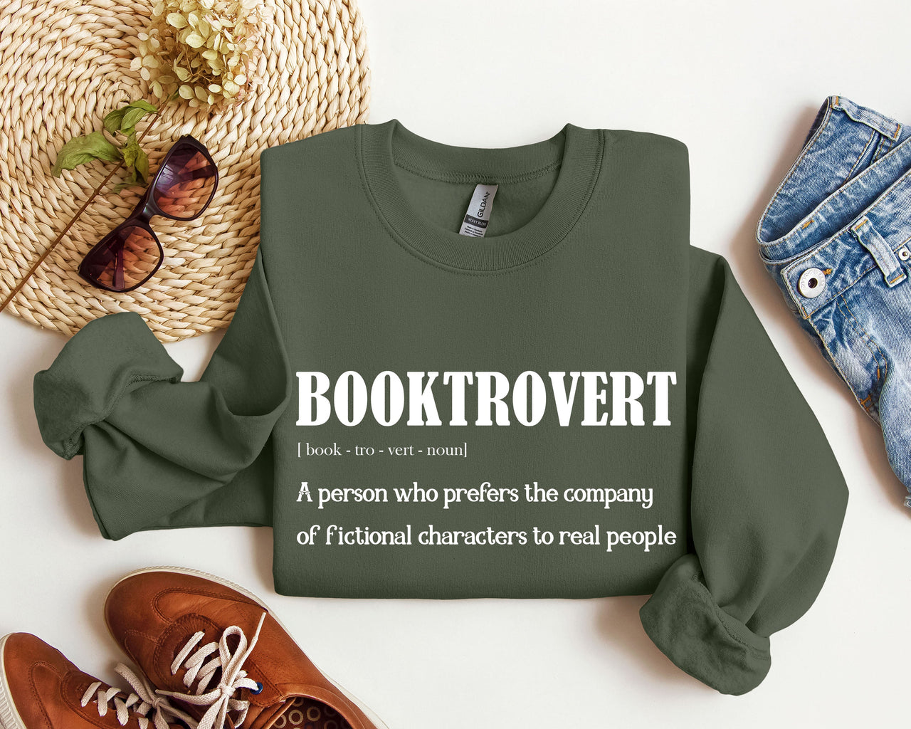 Booktrovert Cozy Reading Lover College Bookworm Study Buddy All Day Casual Sweatshirt
