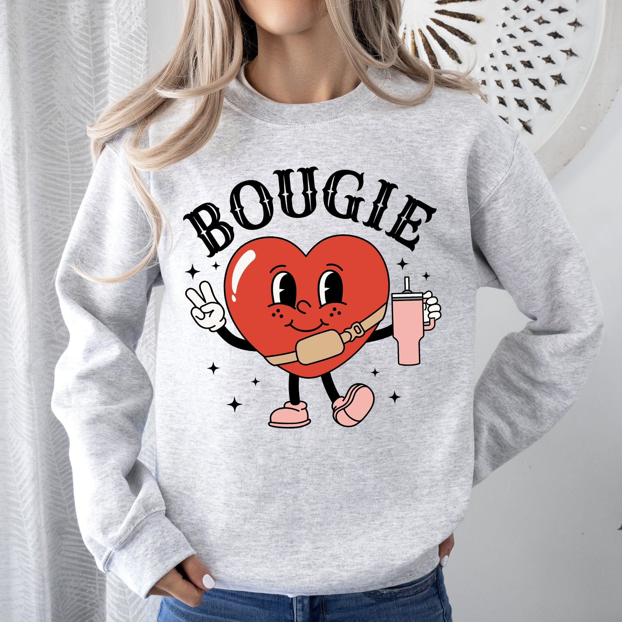 Bougie Heart Boujee Valentine Graphic Love Letter Cozy Luxe Statement Sweatshirt