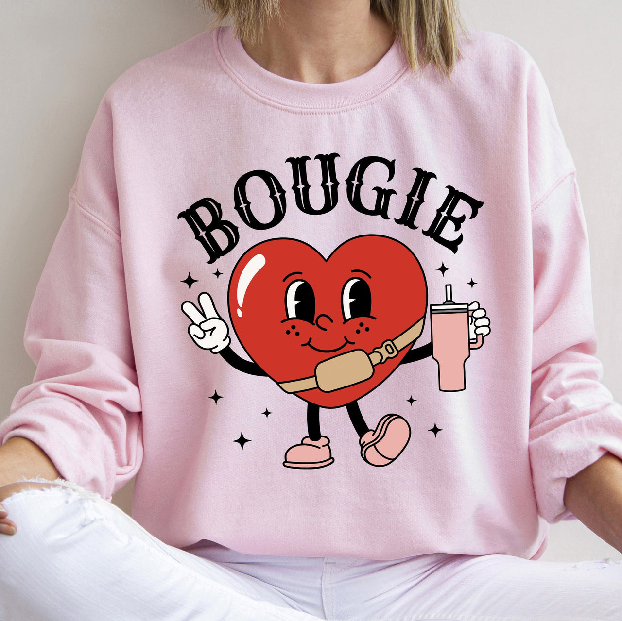 Bougie Heart Boujee Valentine Graphic Love Letter Cozy Luxe Statement Sweatshirt