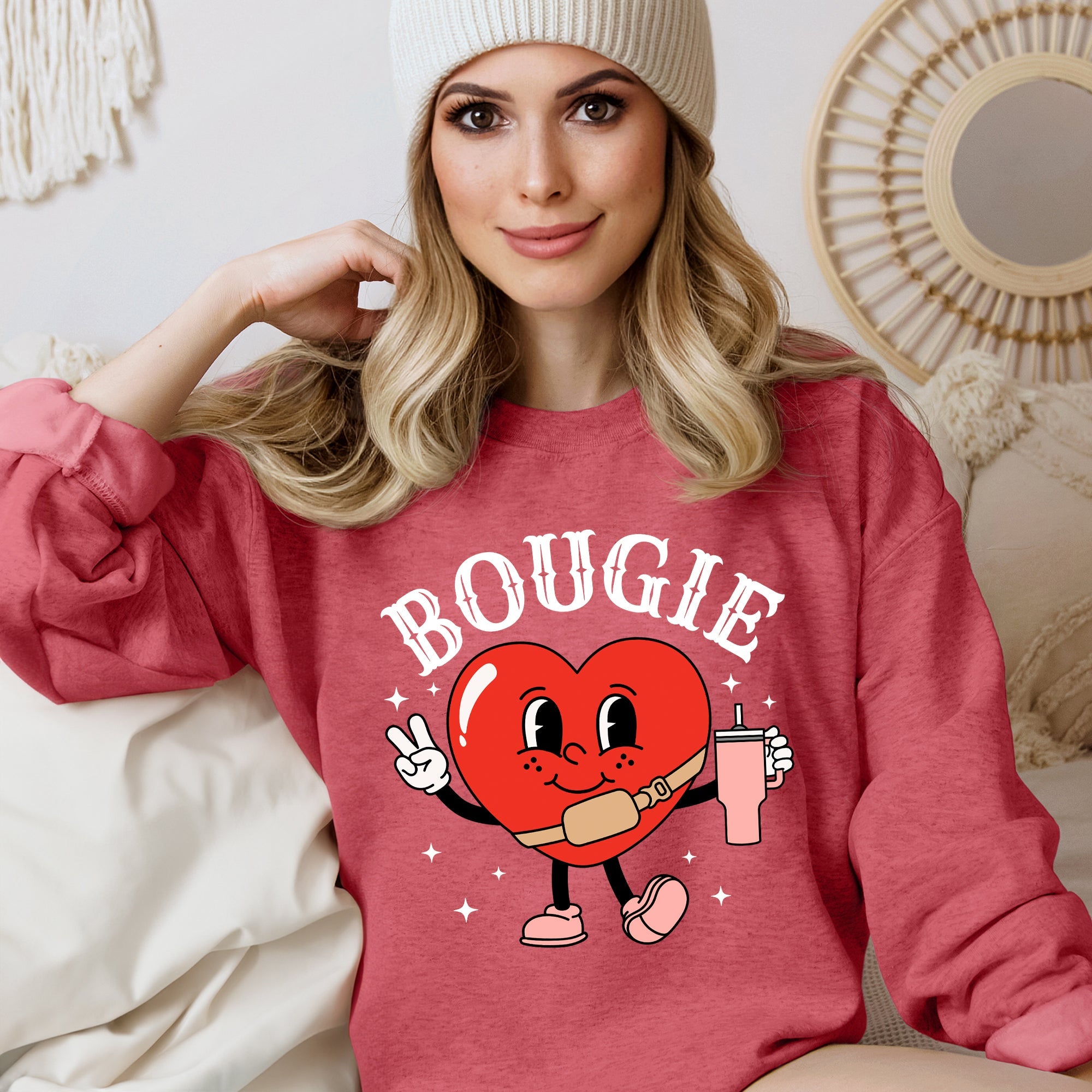 Bougie Heart Boujee Valentine Graphic Love Letter Cozy Luxe Statement Sweatshirt
