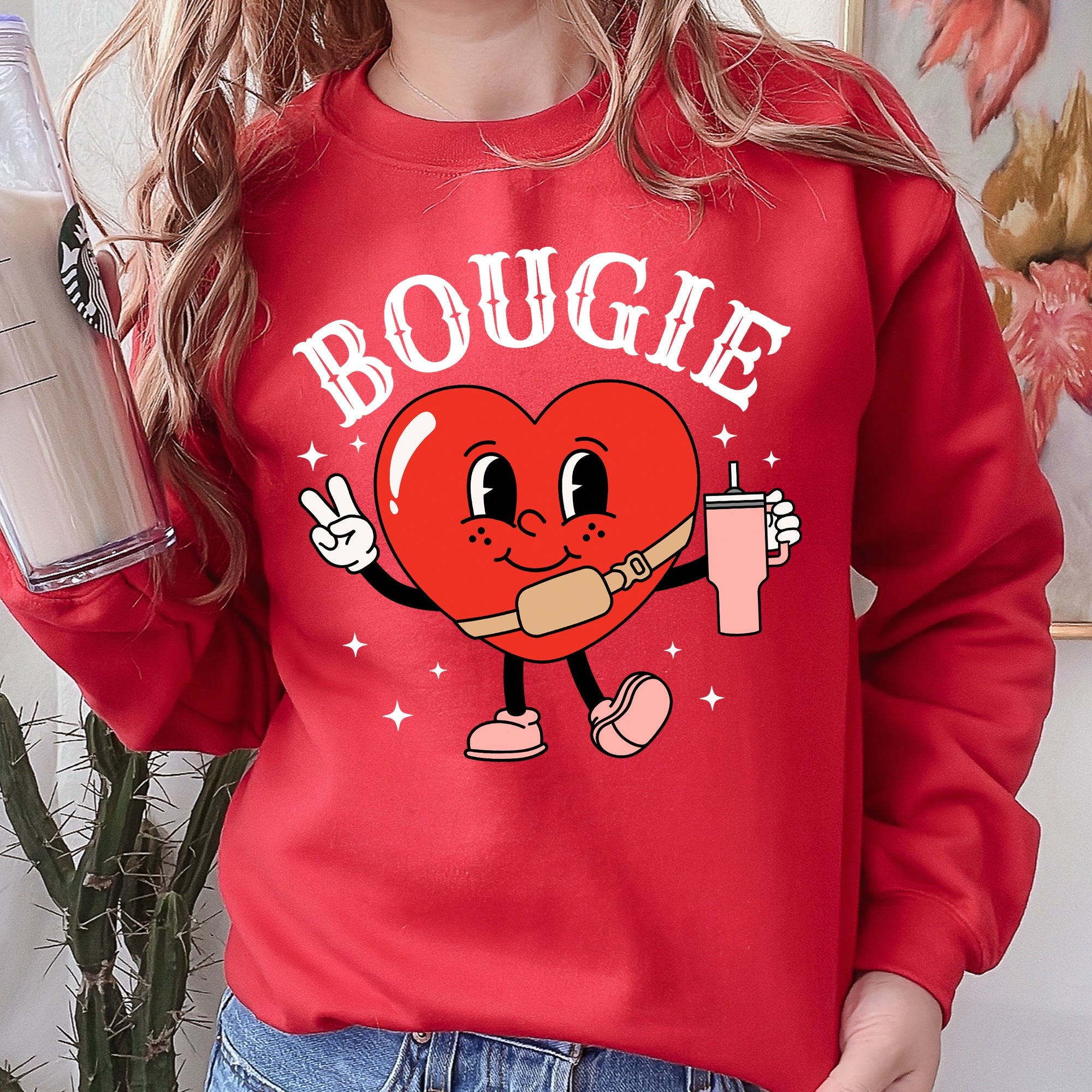 Bougie Heart Boujee Valentine Graphic Love Letter Cozy Luxe Statement Sweatshirt