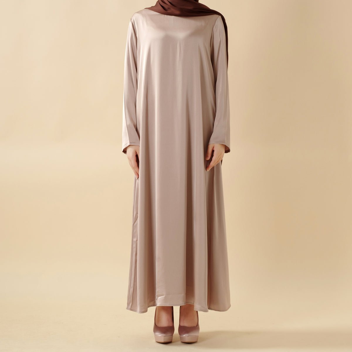 Bow Tie Sleeve Abaya Set With Long-sleeve Inner Dress (MOA026)