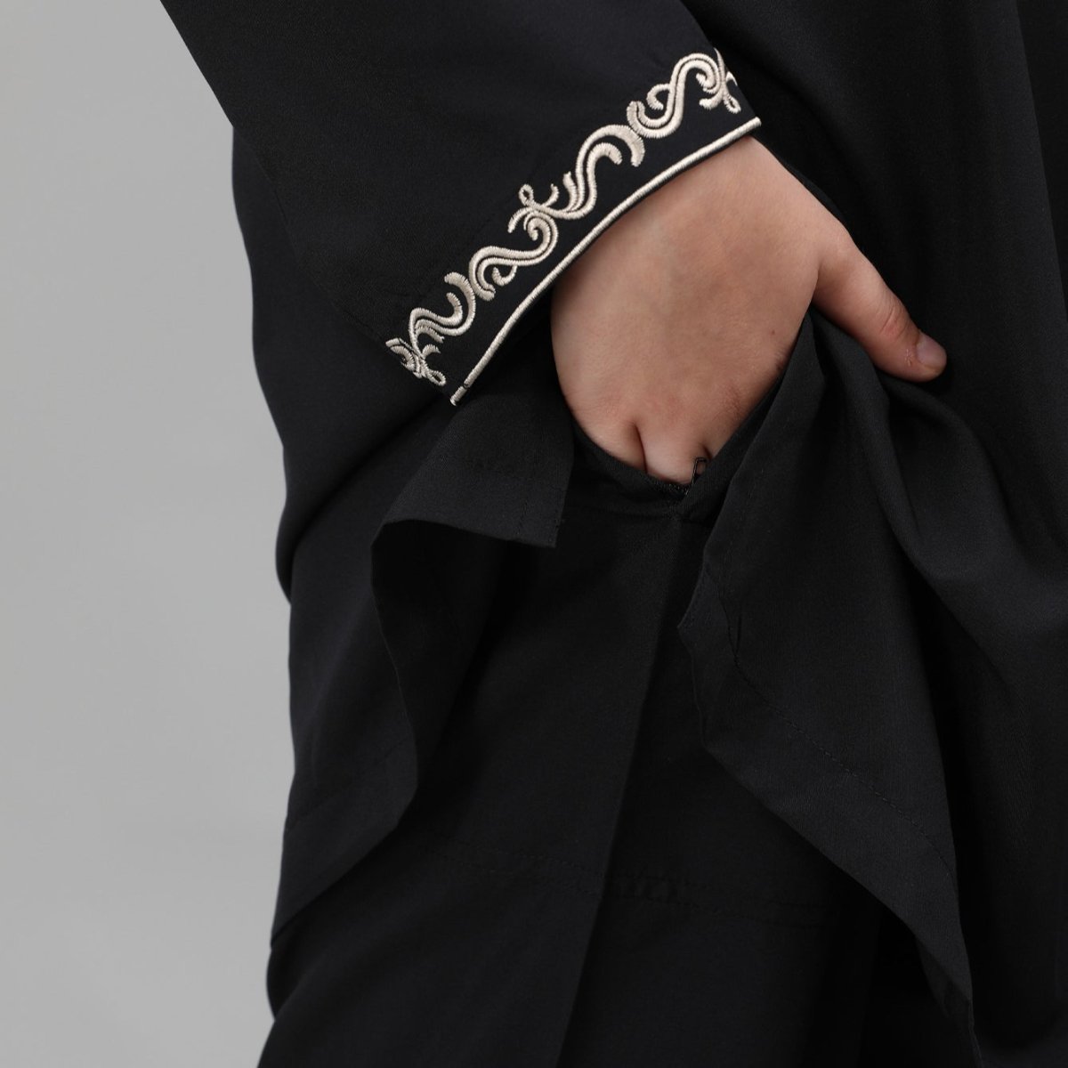 Boys Black Embroidered Tunic & Pants Set (MKB021)