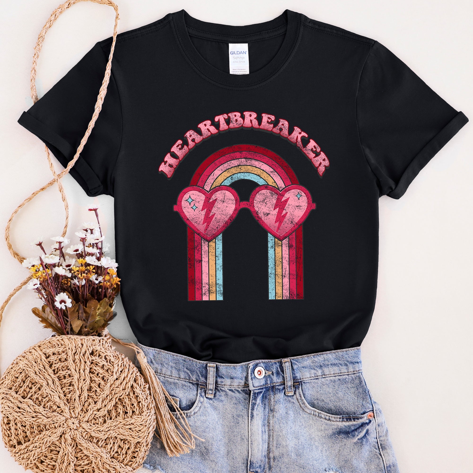 Heart Breaker Love Sunglasses Retro Vintage Inspired Soft Comfort Wear Graphic Tee
