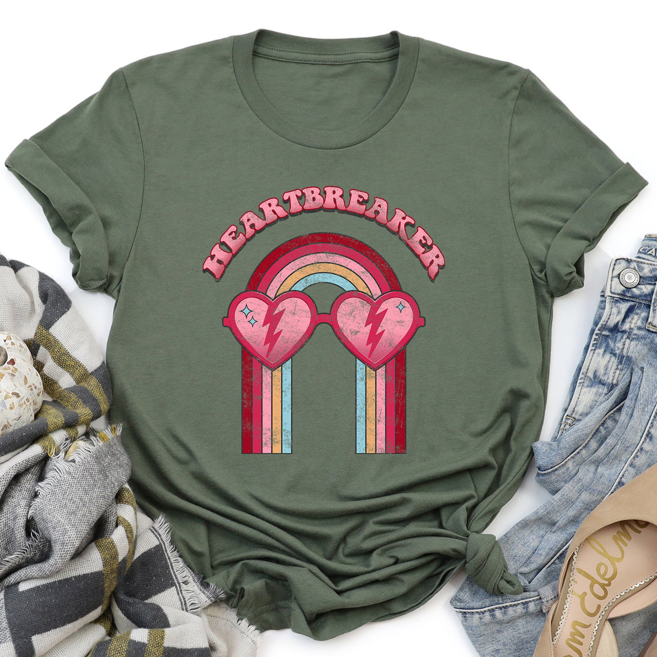 Heart Breaker Love Sunglasses Retro Vintage Inspired Soft Comfort Wear Graphic Tee