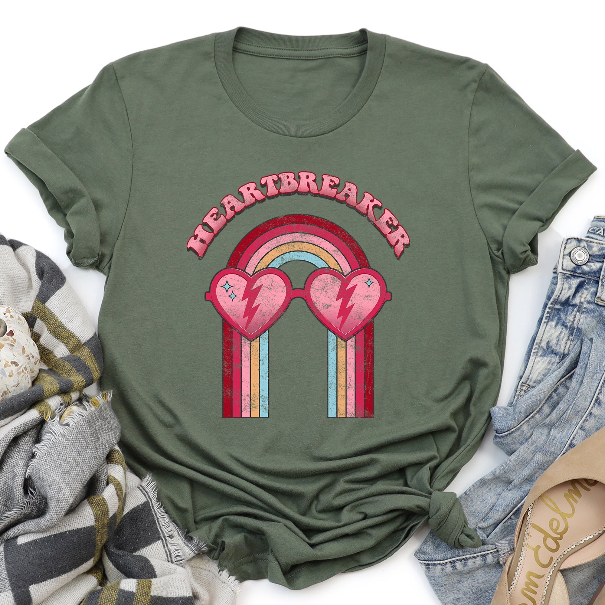 Heart Breaker Love Sunglasses Retro Vintage Inspired Soft Comfort Wear Graphic Tee