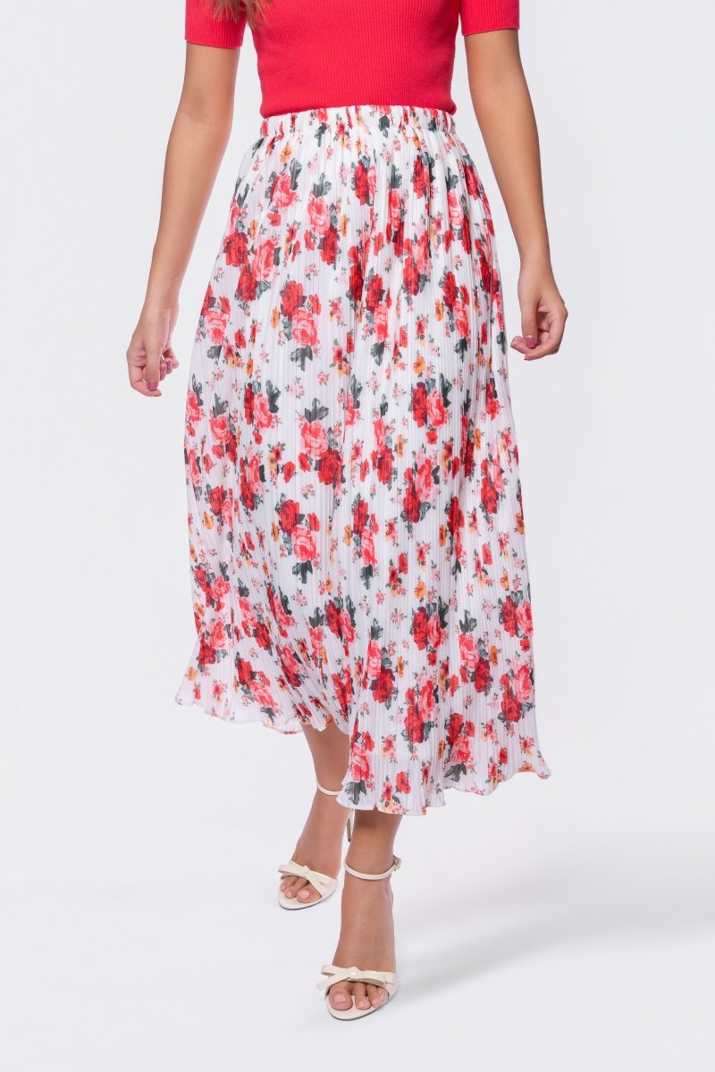 Bria Skirt (White/Red)