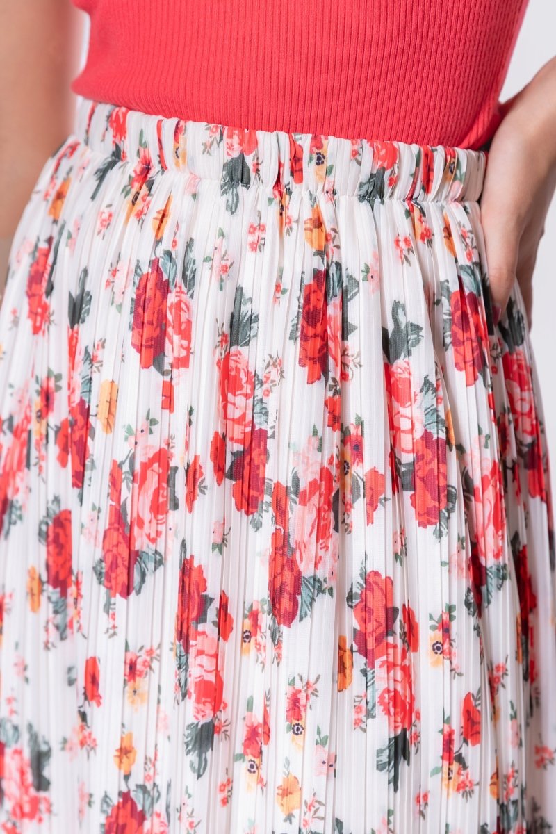 Bria Skirt (White/Red)