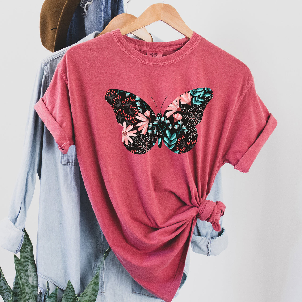 Floral Butterfly Comfort Colors Tee
