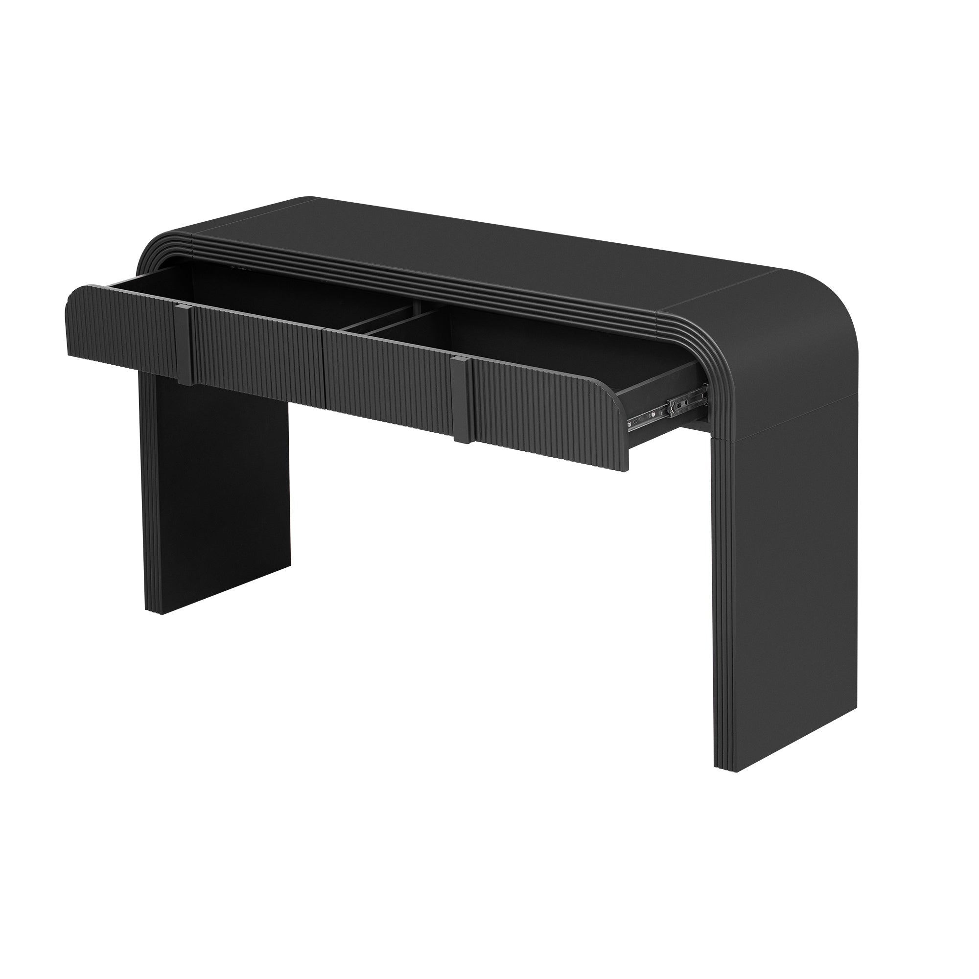 TREXM Modern Console Table with 2 Storage Drawers, Fluted Entryway Table with Rounded Silhouette for Hallway Living Room and Entryway (Black)