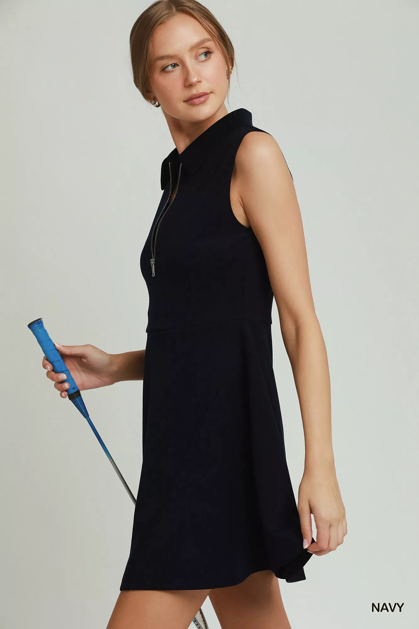 Umgee Collared Quarter Zip Tennis Dress