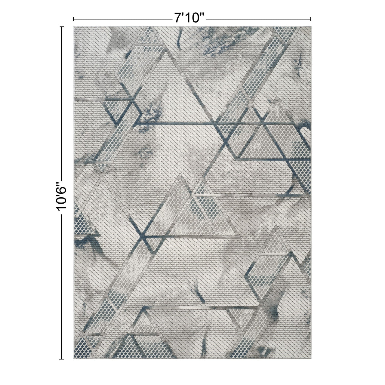 Geometrix GC_DIM1006 Gray 7 ft. 10 in. x 10 ft. 6 in. Contemporary Area Rug with Geometric 3D Effect