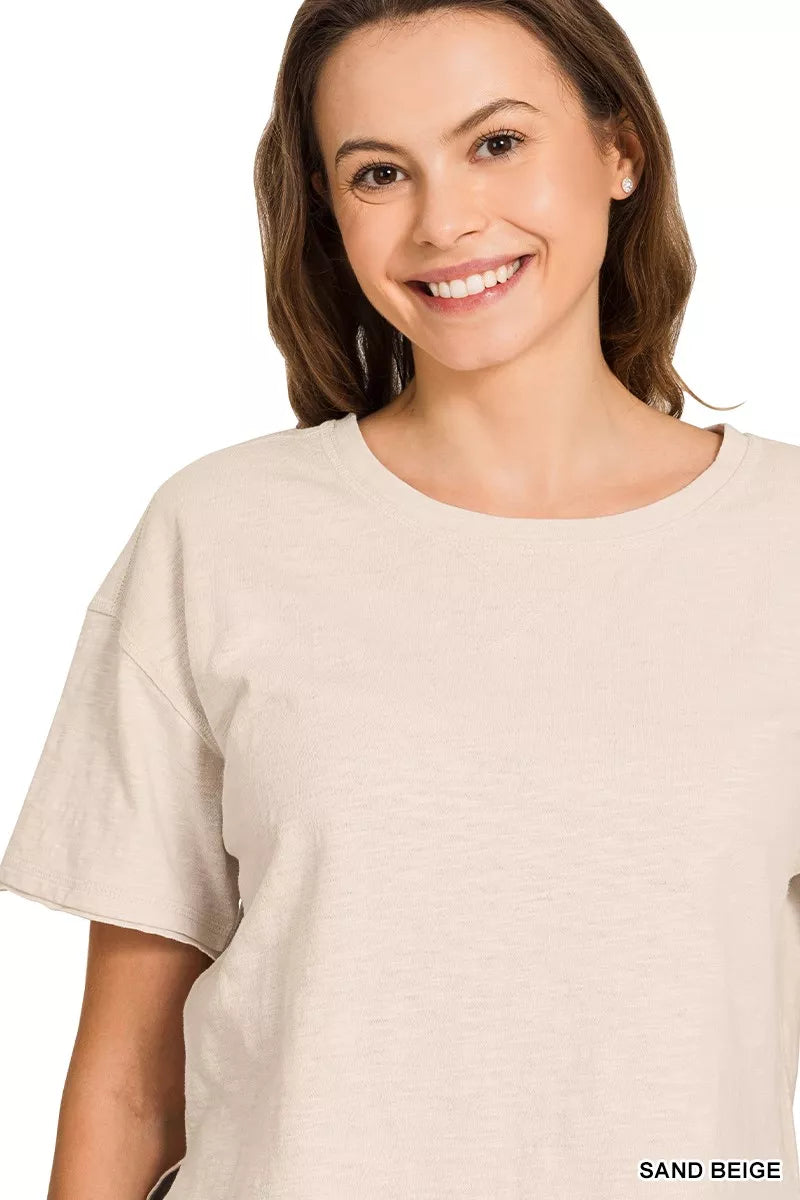Zenana Cotton Slub Short Sleeve Tee