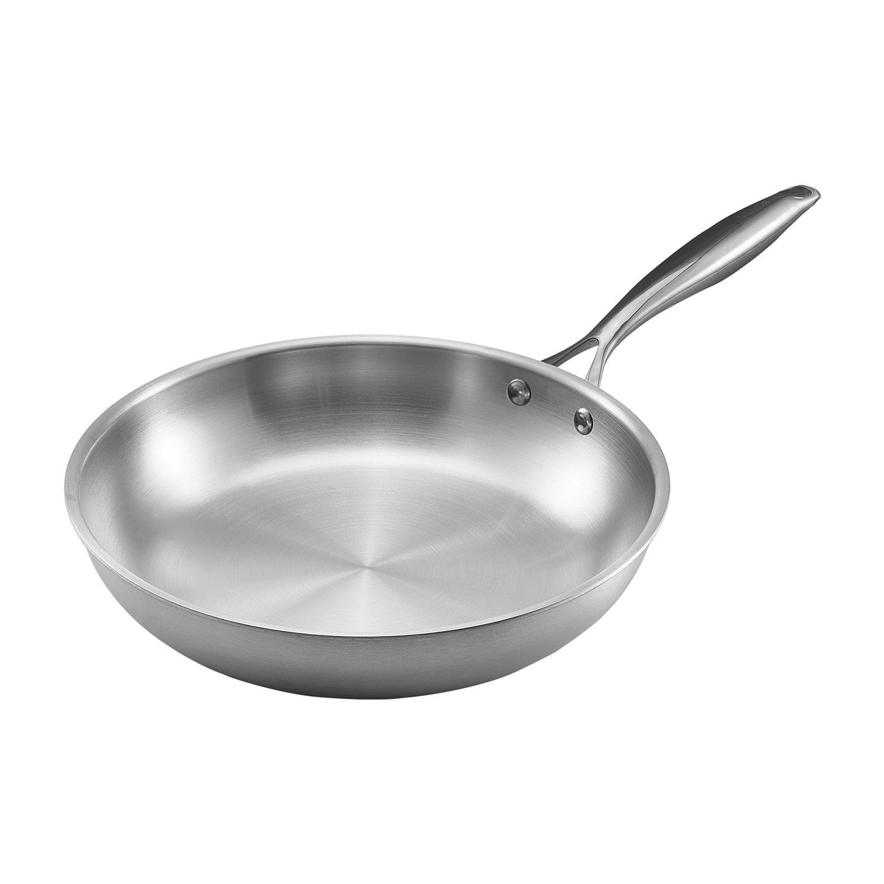 Triply Stainless Steel Frying Pan 3 Pcs Skillet 8 10 12 in for Dishwasher Silver