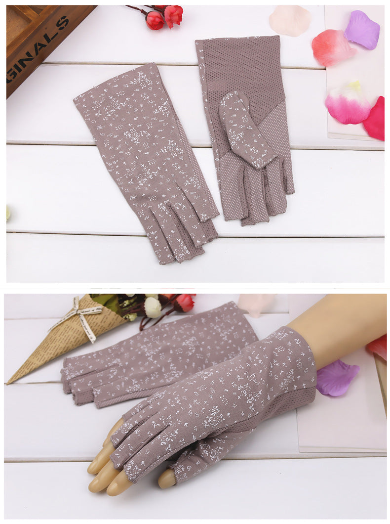 Summer Sun Protection Half Finger Gloves UV Protection Ultra-thin Driving