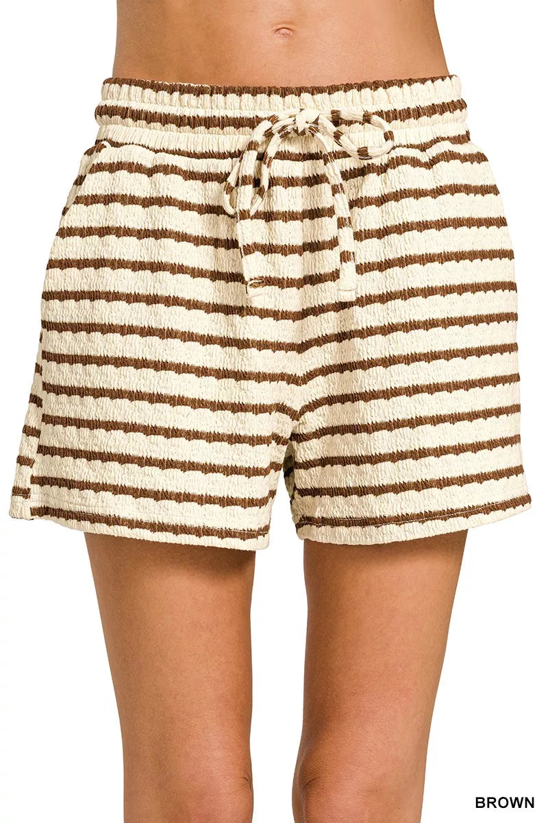 Zenana Striped Short Sleeve Tee & Shorts Set
