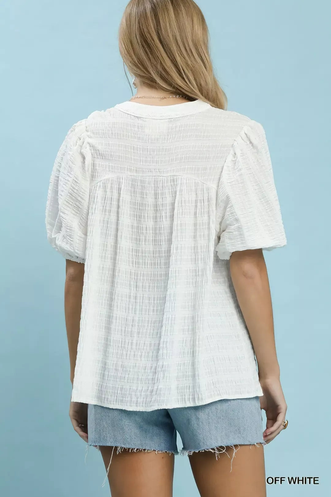 Umgee Textured Puff Sleeve Blouse