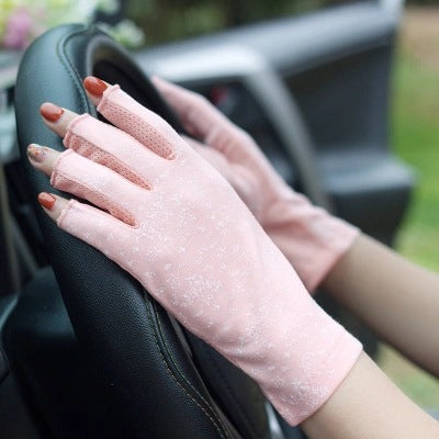 Summer Sun Protection Half Finger Gloves UV Protection Ultra-thin Driving