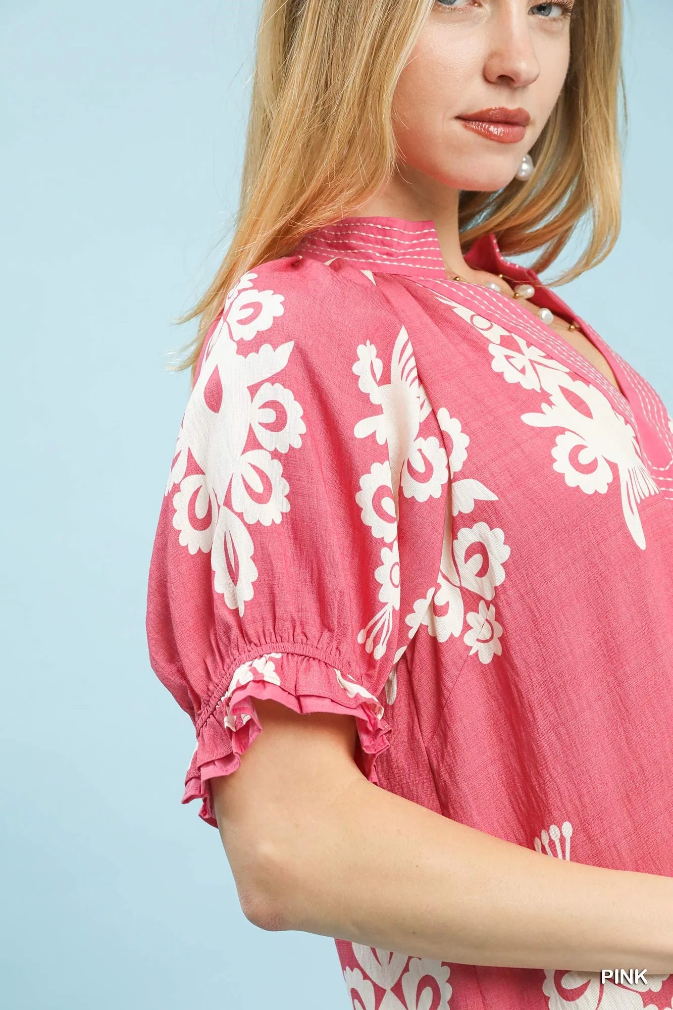 Umgee Two Tone Border Print Mini Dress