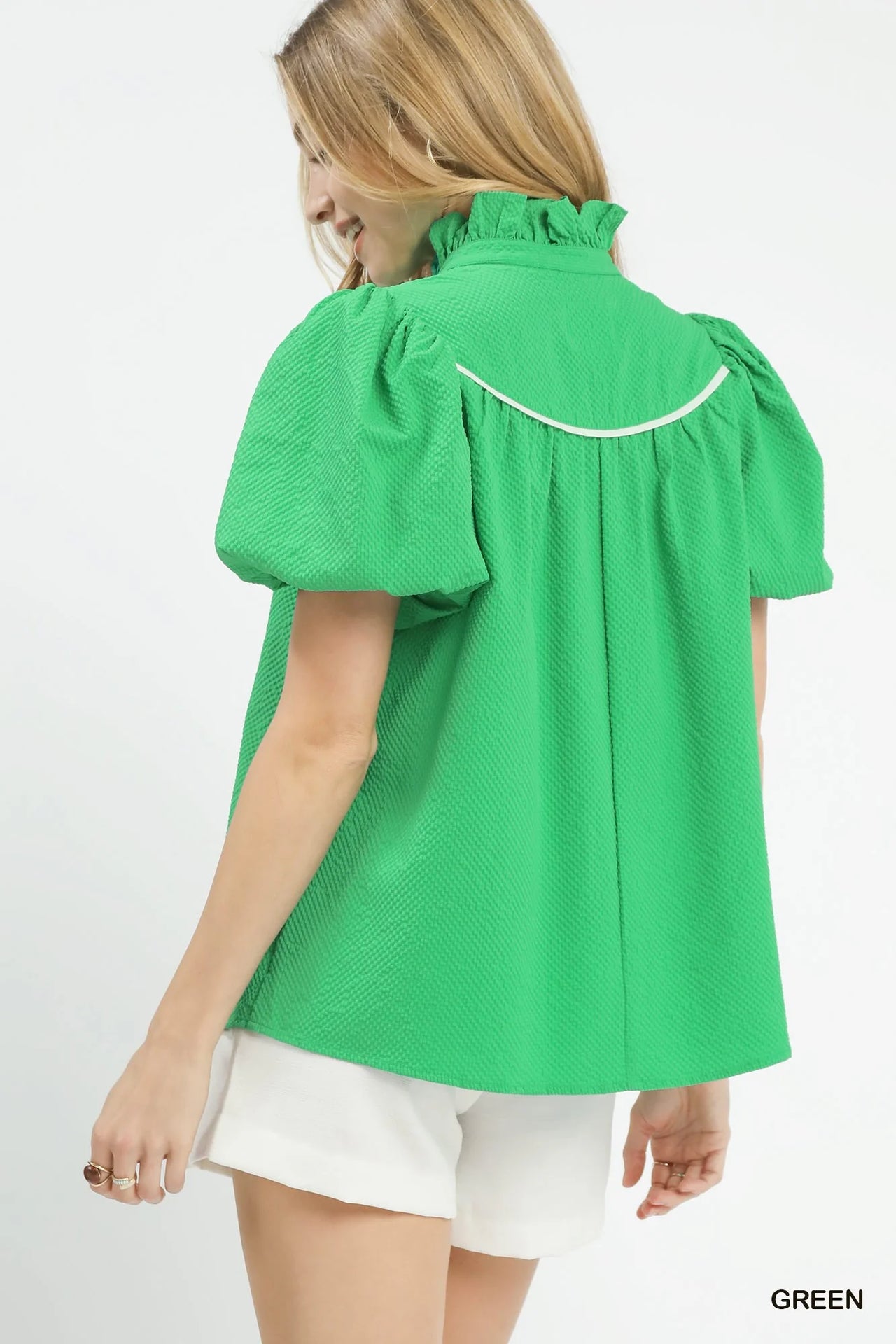 Umgee Textured Puff Sleeve Blouse