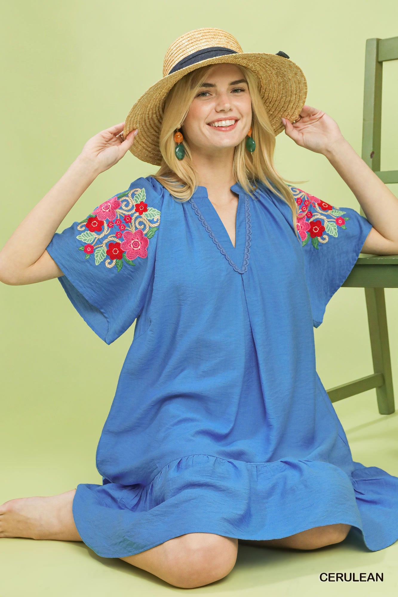 Umgee Embroidered Shoulder Dress