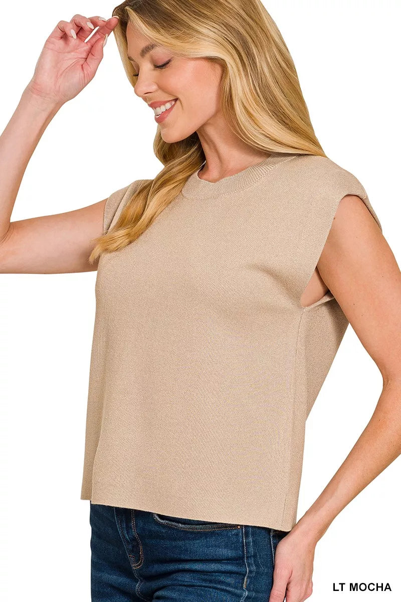 Zenana Round Neck Viscose Sweater Vest