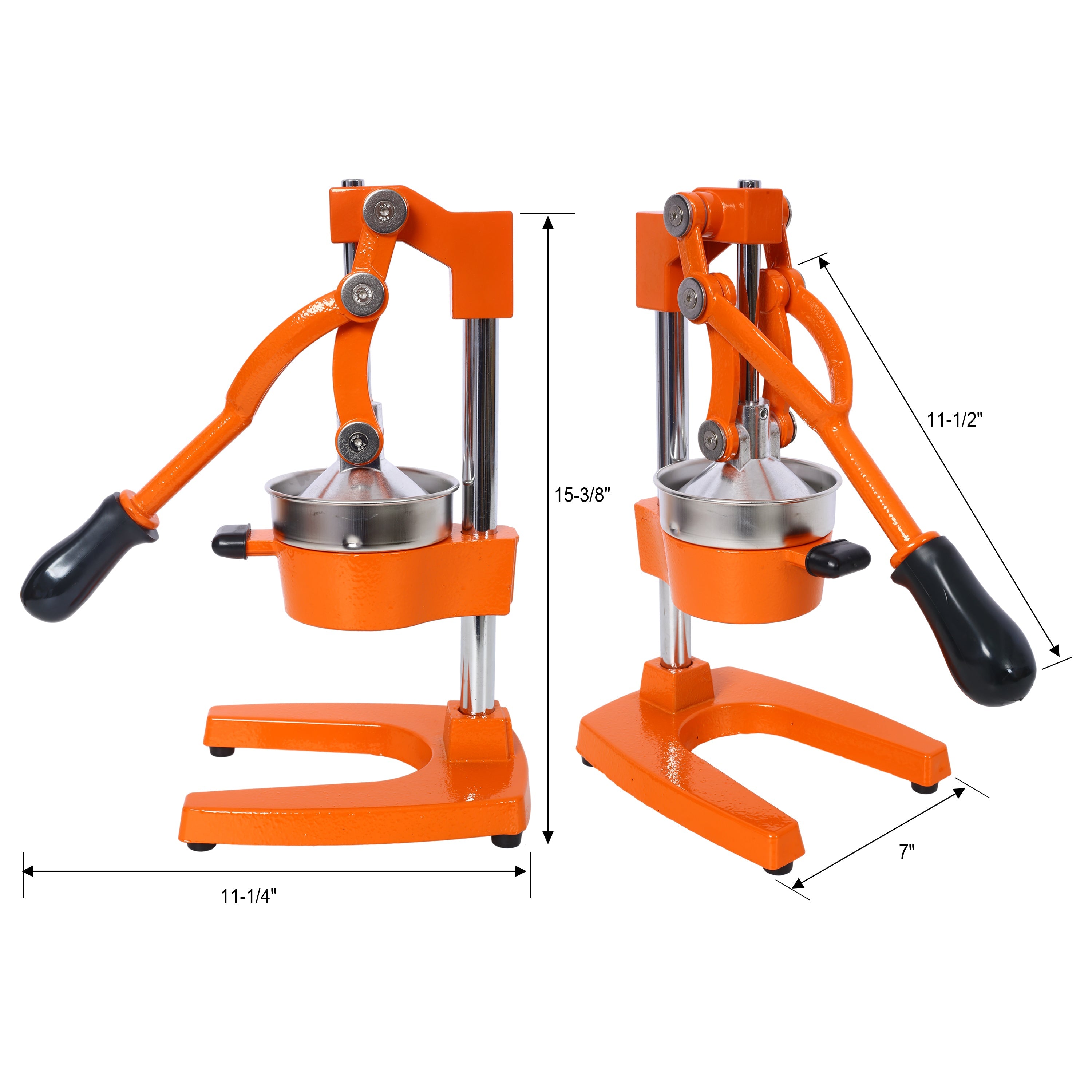Cast Iron Citrus Juicer , Extra-Large Commercial Grade Manual Hand Press , Heavy Duty Countertop Squeezer for Fresh Orange Juice ,orange color