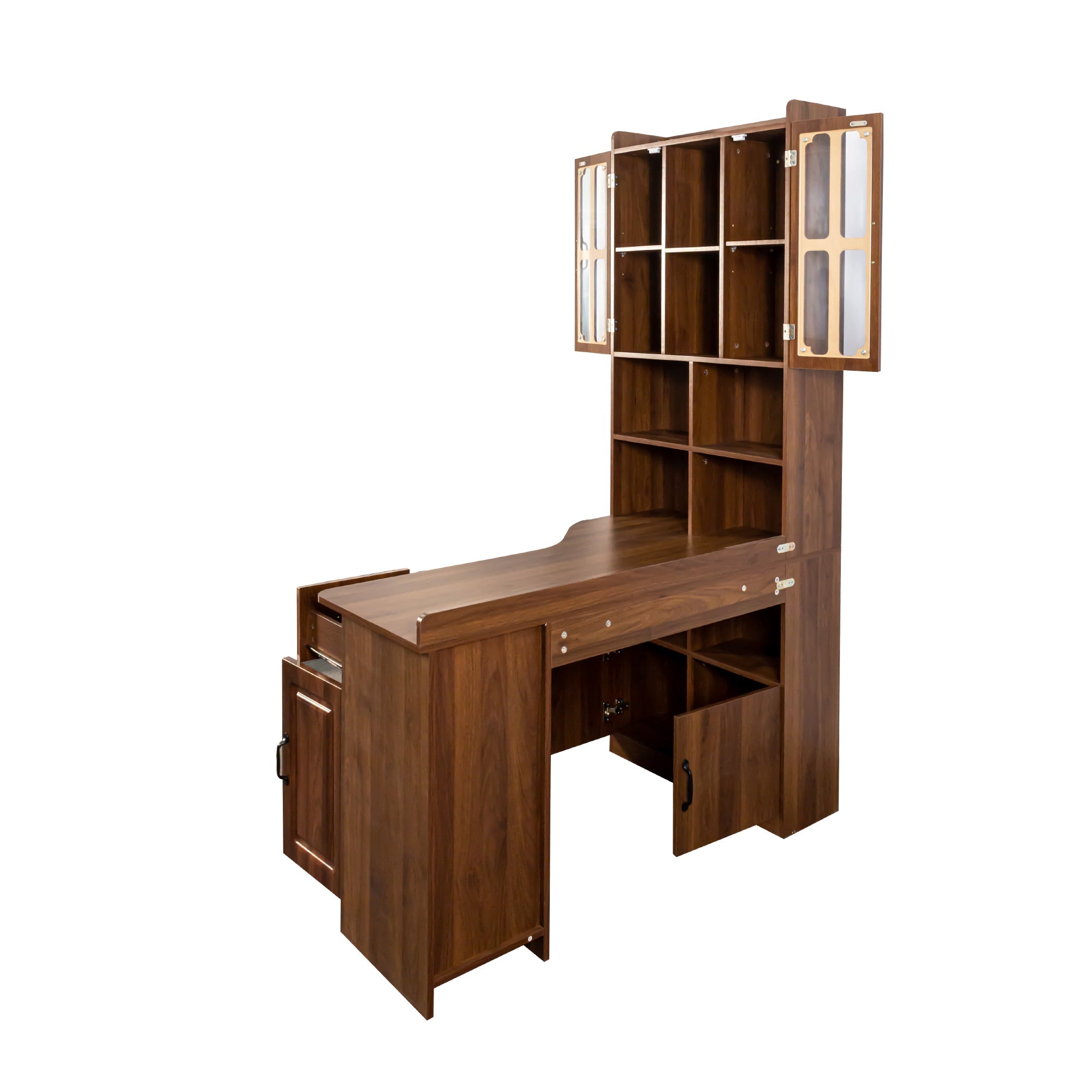 L-Shaped Corner Computer Desk  for Home Office or Study desk, Study Modern Style Table with Drawers, Bookshelf & Hutch, 2-in-1 L-Shaped Design, Large Working Space