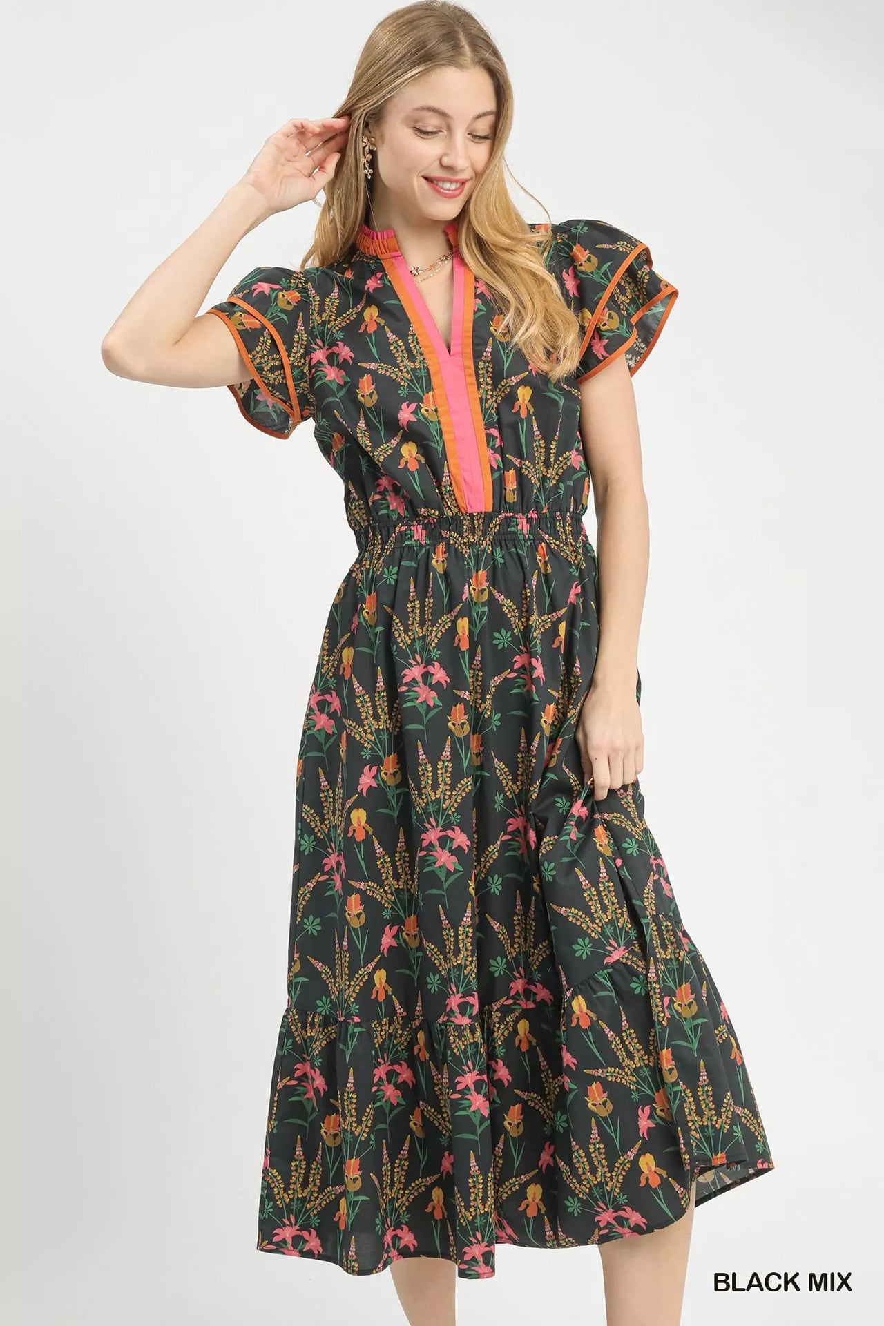 Umgee Mix Floral Midi Dress