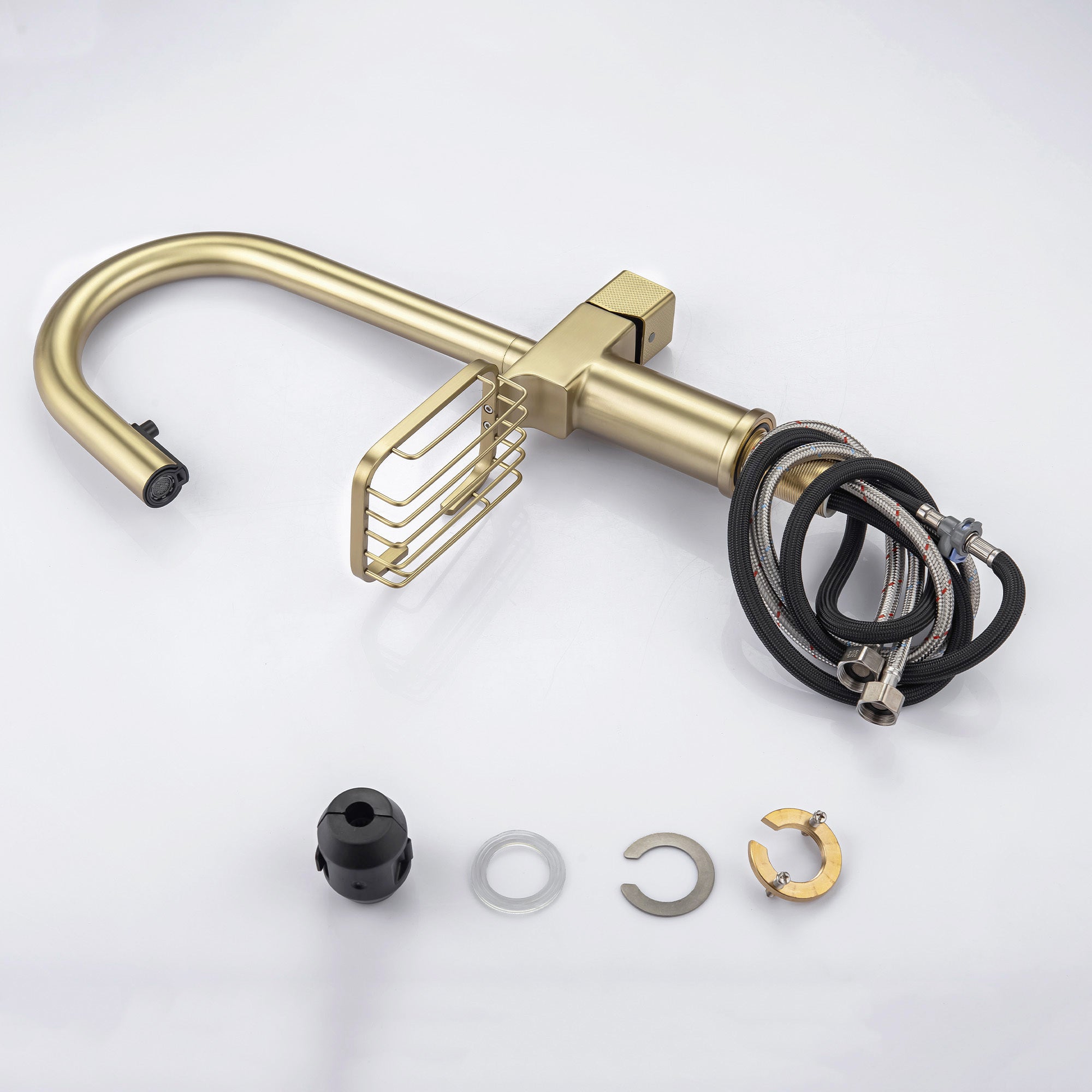 CINCOSKY High Arc Pull-Down Kitchen Faucet with Dual Function Sprayer in Brushed Gold Stainless Steel