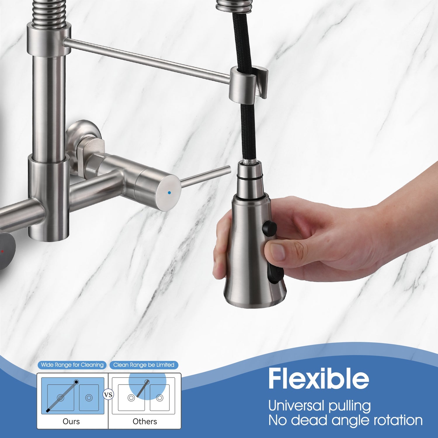 3 Functions Wall Mounted Bridge Kitchen Faucet