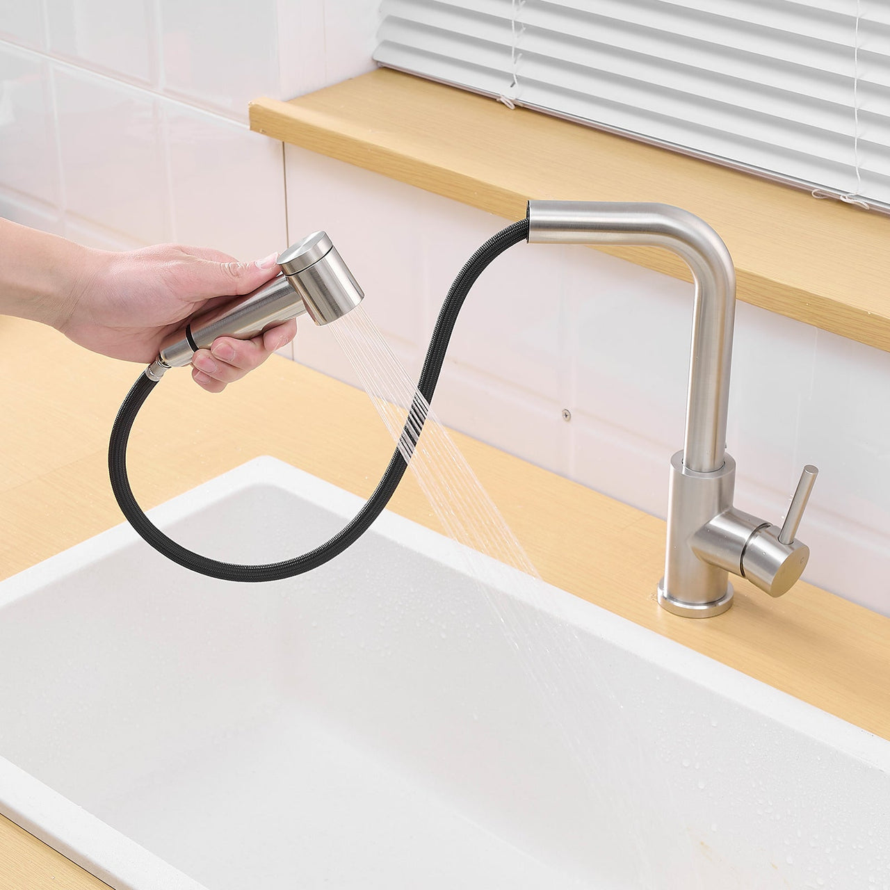 Sink Faucet, Black Kitchen Faucets with Pull out Sprayer, Bathroom Sink Faucets Mini Bar Prep Faucet