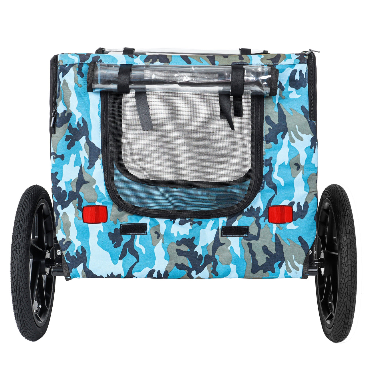 Outdoor Heavy Duty Collapsible Pet Bike Trailer with 16-Inch All-Terrain Wheels & Universal Hitch – Foldable Dog/Cargo Carrier Cart for Bicycles, blue+black