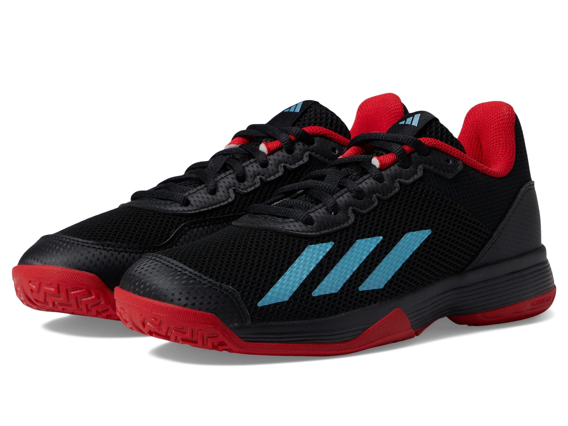 adidas Courtflash Tennis Shoe Black/Preloved Blue/Better Scarlet 13.5 US Unisex Little Kid
