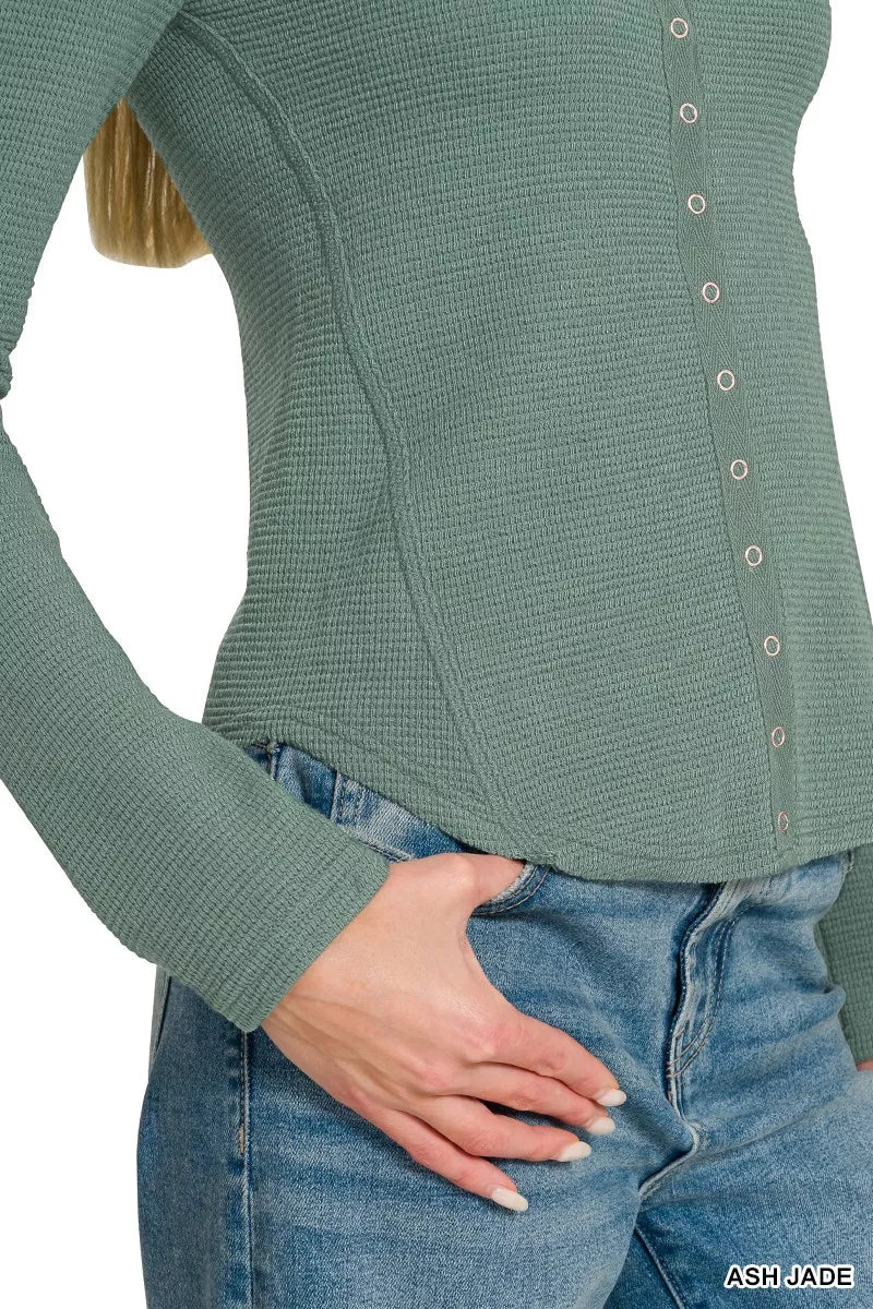 Zenana Double Knit Snap Button Shirts