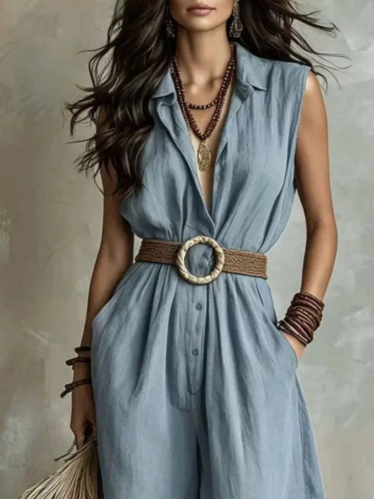 Full Size Sleeveless Wide Leg Jumpsuit Plus Size